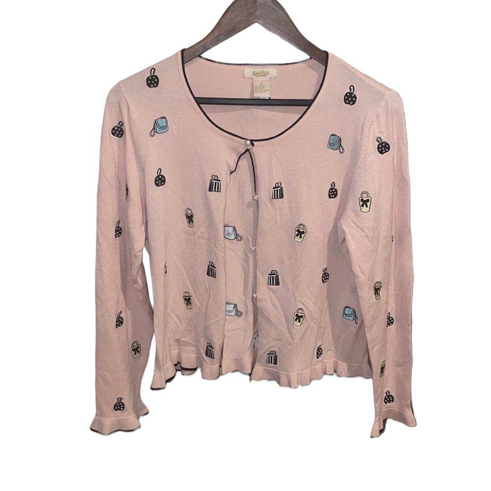 Peck and peck light pink button up cardigan